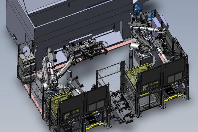 Voll automatisierte Roboterzelle für 3D Laserschneiden